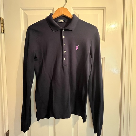 Boys’ Polo Ralph Lauren navy long sleeve shirt, size Large. EUC - Picture 1 of 4